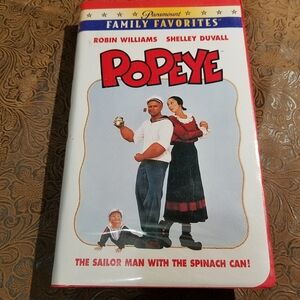Popeye (Paramount) Classic Movie VHS Robin Williams Shelley Duvall Red Clamshell